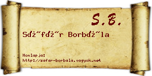 Sáfár Borbála névjegykártya