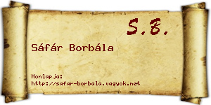 Sáfár Borbála névjegykártya